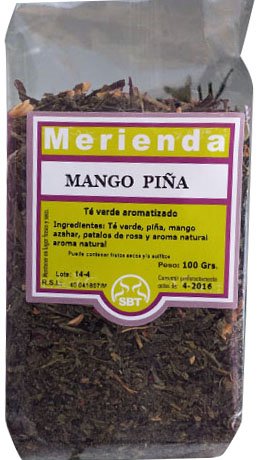 SABOREATE Y CAFE THE FLAVOUR SHOP Té Verde Sencha Japonés Mango y Piña En Hoja Hebra A Granel Infusión Natural Adelgazante 100 gr