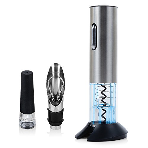 Sacacorchos Eléctrico, Abridor de Botella Eléctrica, Abrelata de Vino Profesional con Cortador, Vertedor, Tapón Silicona y Cable de Carga - Regalo Perfecto para Amantes de Vino