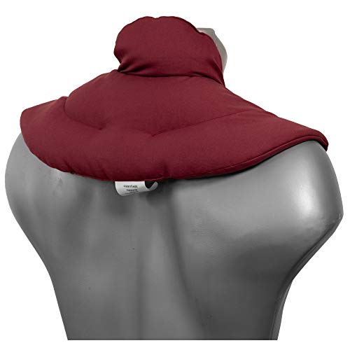 Saco cervical térmico con cuello. burdeos. Almohada térmica con semillas de colza. Cojín de nuca. Cojín de calor y frio con semillas