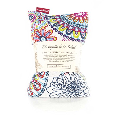 Saco Térmico de Semillas aroma Lavanda, Azahar o Romero tejido Flores Multicolor (Romero, 50_cm)
