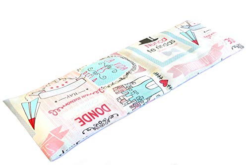 Saco térmico de semillas de trigo Sacatusaco con funda, modelo plegable para calor y frío. Aroma a lavanda 100% natural, con tamaño 50x20cm. Colección Super Happy