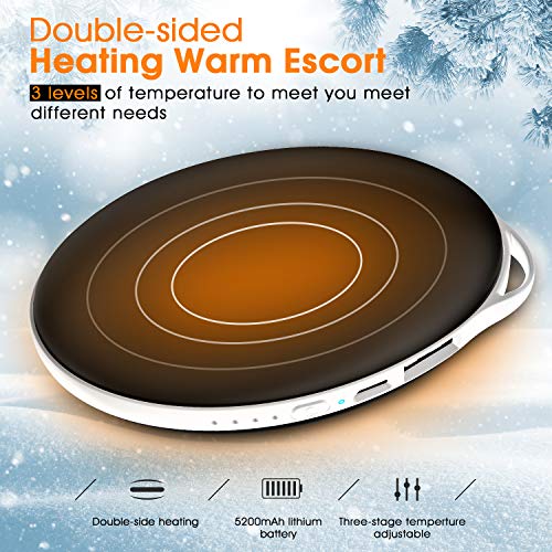 Saferell Calentador de Manos Recargable - 5200mAh Calentadores de Manos Reutilizable Bolsillo USB, Banco de Energía Power Bank para Deportes al Aire Libre, Esquiar, Acampar, Caminar