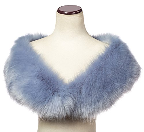 Saferin Chaqueta cuello abrigo bufanda de las mujeres cuello calentador para el abrigo de invierno para fiesta de boda (Azul claro)