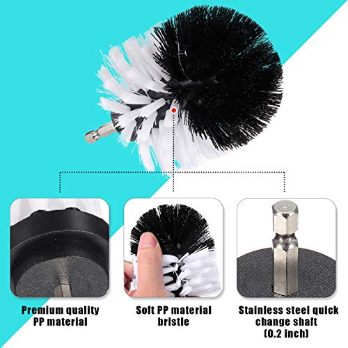 SAFETYON Cepillo de Taladro Eléctrico 4 Pieces Multifuncional Brocha para Limpiar Baño, Piso, Azulejo, Cocina (Blanco)