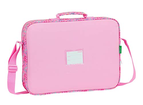 safta 612053385 Maletín Cartera extraescolares Benetton, Rosa