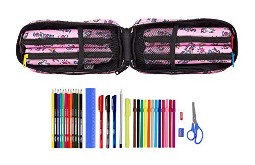 safta Blackfit8 Magical Plumier mochila 4 estuches llenos, 33 piezas, escolar, Rosa Unicornios (8412688348718)