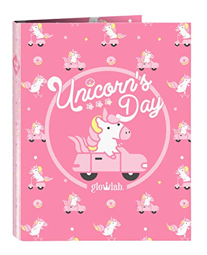 Safta-Glow Lab Carpeta con Folios 4 Anillas, Color Rosa Claro, (512061067)