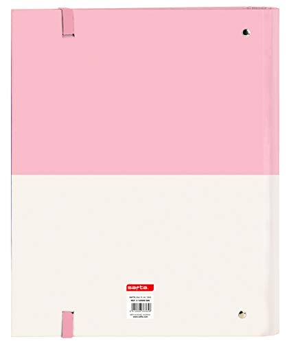 Safta- Munich Carpeta 4 Anillas de 30mm, Color rosa claro/beige, 270x35x320 mm (512099666)