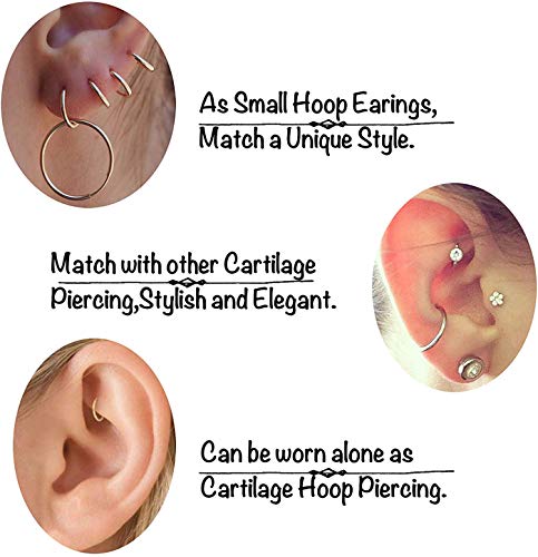 sailimue Joyería en 316L Acero Inoxidable 5 Piezas 16G Helix Piercing Nariz Oreja de Aros de Hombres Mujeres,Tabique Nariz Aro Piercing Anillo