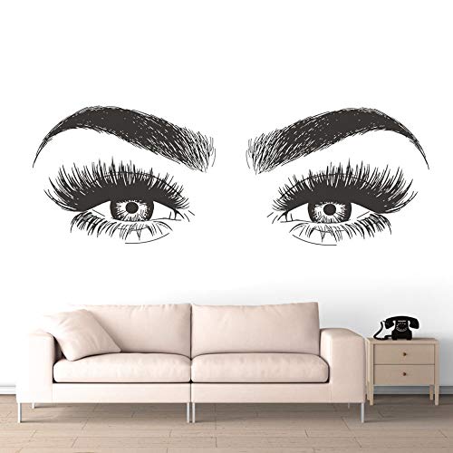 Salón de belleza Decoración Pestañas largas cejas estudio Ojo Vinilo Pegatinas de pared Calcomanías de arte Dormitorio extraíble tienda de maquillaje cartel