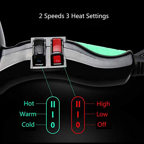 Salon Hair Dryer,Professional Negative Ion Blow Dryers 3000W,2 Speed 3 Heat Settings,with Collecting Nozzle+Diffuser + Comb,Constant Temperature Hair Care,for Home and Salon