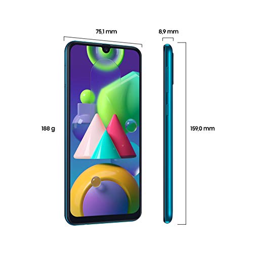 Samsung Galaxy M21 - Smartphone Dual SIM de 6.4" sAMOLED FHD+, Triple Cámara 48 MP, 4 GB RAM, 64 GB ROM Ampliables, Batería 6000 mAh, Android, Versión Española, Color Verde