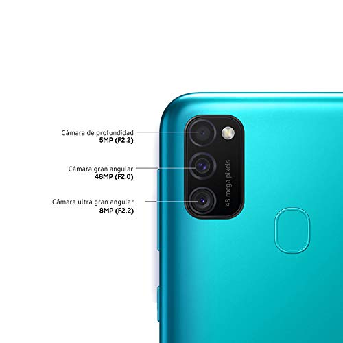 Samsung Galaxy M21 - Smartphone Dual SIM de 6.4" sAMOLED FHD+, Triple Cámara 48 MP, 4 GB RAM, 64 GB ROM Ampliables, Batería 6000 mAh, Android, Versión Española, Color Verde