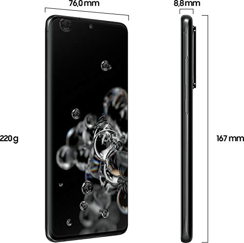 Samsung Galaxy S20 Ultra 5G - Smartphone 6.9" Dynamic AMOLED (12GB RAM, 128GB ROM, cámara 108MP gran angular, Octa-core Exynos 990, 5000mAh batería, carga ultra rápida) Cosmic Black [Versión española]
