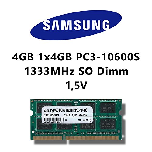 Samsung - Módulo de memoria RAM DDR3 SO-DIMM (4 GB, 1333 MHz, PC3 10600S, baja tensión) para portátil