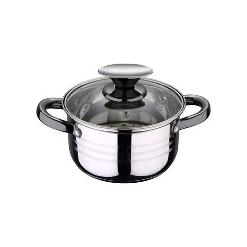 San Ignacio Premium Dina - Bateria de cocina de 4 piezas, acero inoxidable, 1.9L-2.7L-3.5L-5.1L, apta para todo tipo de cocinas incluido inducción, Gris