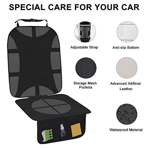 SANBLOGAN Protector Asiento Coche, 1 PACK Protector Asiento Coche niños, Bebe Protector Asiento Delantero Coche Protector Asiento Trasero Coche Fácil de Limpiar y Arreglar para Sillas de Coche Negro