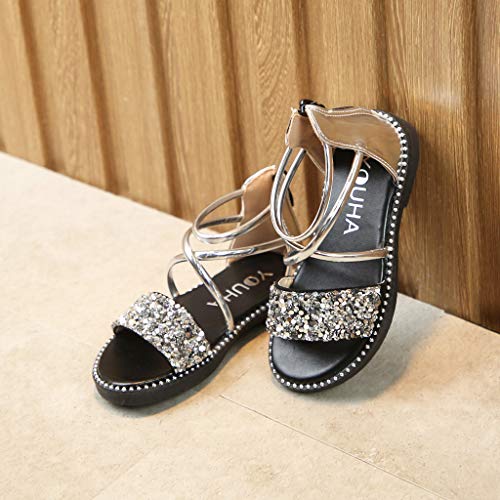 Sandalias del niña de Verano Riou Casual Sandalias de Vestir niños Lentejuelas Princesa Zapatos Solo Zapatos Frescos Moda Linda Antideslizante Bebe Chicas Calzado Fiesta