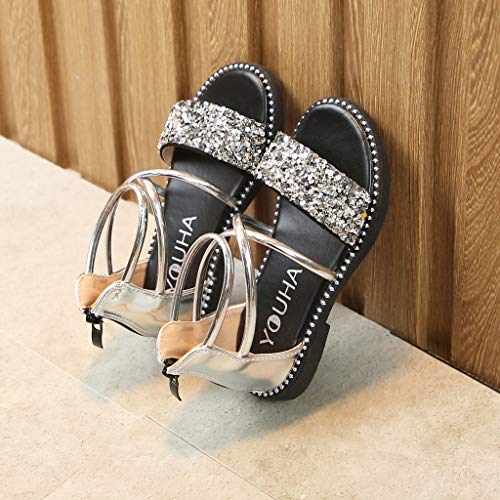 Sandalias del niña de Verano Riou Casual Sandalias de Vestir niños Lentejuelas Princesa Zapatos Solo Zapatos Frescos Moda Linda Antideslizante Bebe Chicas Calzado Fiesta