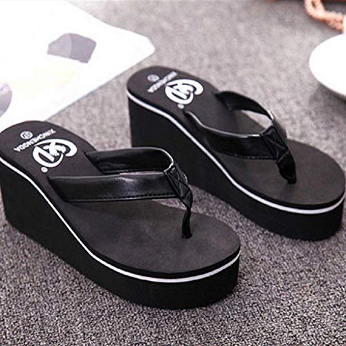 Sandalias Mujer Verano 2019 SHOBDW Zapatillas En Oferta Chanclas Mujer Sandalias con Chanclas Sexy para El Verano Bohemian Muffin Slope con Sandalias(Negro,EU39)