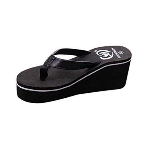 Sandalias Mujer Verano 2019 SHOBDW Zapatillas En Oferta Chanclas Mujer Sandalias con Chanclas Sexy para El Verano Bohemian Muffin Slope con Sandalias(Negro,EU39)