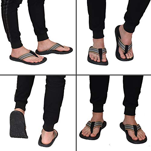 Sandalias ortopédicas para hombre con soporte de arco Chanclas para fascitis plantar, pies planos y pies más saludables, color Negro, talla 46 EU
