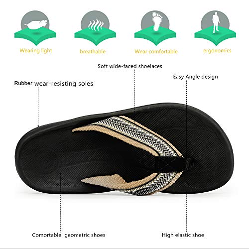 Sandalias ortopédicas para hombre con soporte de arco Chanclas para fascitis plantar, pies planos y pies más saludables, color Negro, talla 46 EU