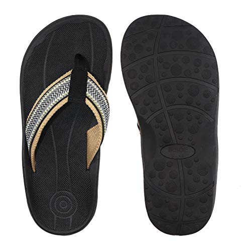 Sandalias ortopédicas para hombre con soporte de arco Chanclas para fascitis plantar, pies planos y pies más saludables, color Negro, talla 46 EU