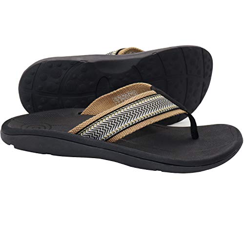 Sandalias ortopédicas para hombre con soporte de arco Chanclas para fascitis plantar, pies planos y pies más saludables, color Negro, talla 46 EU