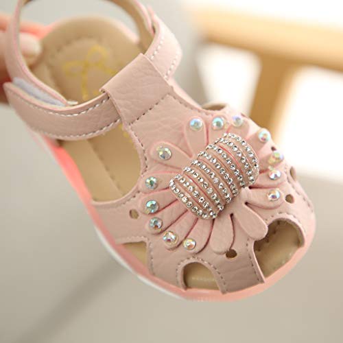 Sandalias para Bebé Niñas Riou Zapatos de la Zapatilla de Deporte de Las Sandalias del Deporte de la luz led de la Flor del Cristal Fondo Suave Lindo niños Playa Sandalias