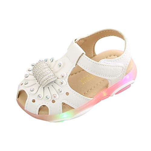 Sandalias para Bebé Niñas Riou Zapatos de la Zapatilla de Deporte de Las Sandalias del Deporte de la luz led de la Flor del Cristal Fondo Suave Lindo niños Playa Sandalias