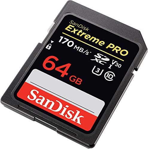 SanDisk Extreme PRO - Tarjeta de Memoria SDXC de 64 GB, 4k, hasta 170 MB/s, Class 10, U3 y V30