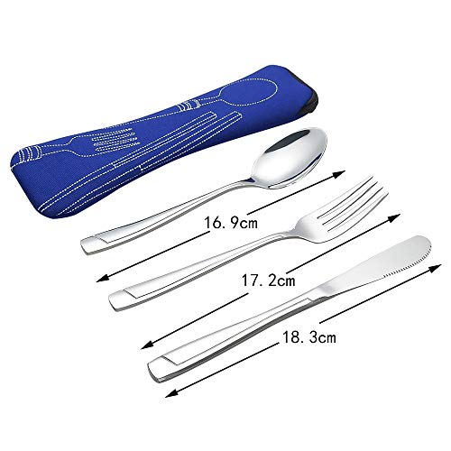 Sandmovie 3 Piezas Juego Funda Cubiertos Cubiertos para Llevar Picnic Camping Acampad, Servicio para 1 Persona