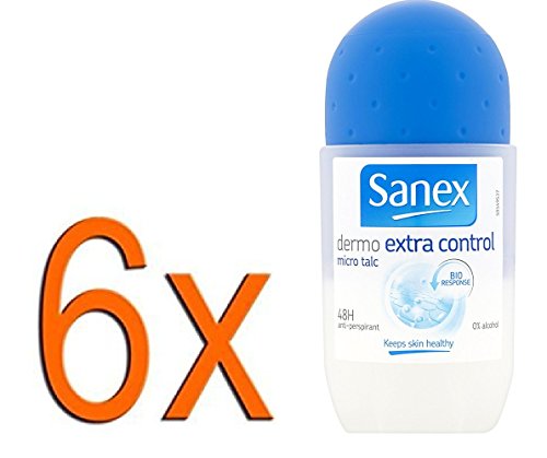 Sanex Dermo Extra Control Roll On Desodorante (Paquete de 6)