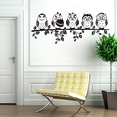 sanzangtang Cinco café búhos Lindos Divertidos Adhesivos de Pared Animal Apliques de Pared Vinilo Autoadhesivo Papel Tapiz para habitación de niños decoración del hogar 244x100cm