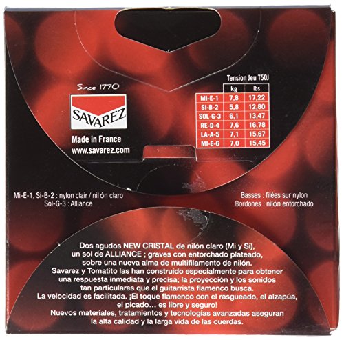 Savarez Cuerdas para Guitarra Clásica Flamenco juego T50J Tensión alta, azul