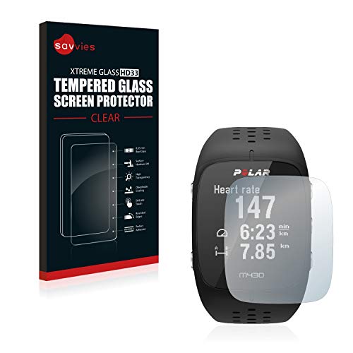 savvies Cristal Templado Compatible con Polar M430 Protector Pantalla Vidrio Proteccion 9H Pelicula Anti-Huellas