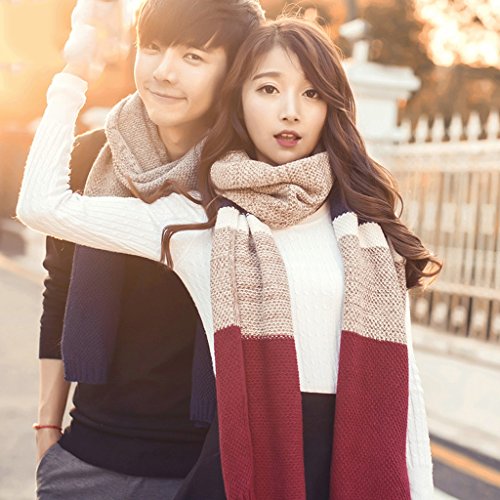 Scarves ZI Ling Shop- Bufanda Pareja De Lana Otoño E Invierno Versión Coreana De Los Muchachos Y Niñas Temperamento Bufanda Larga Gruesa 195x37cm (Color : Color-a)