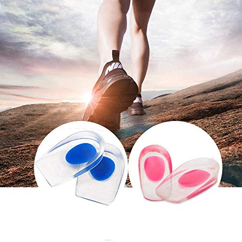 Schneespitze 2 Pares Taloneras de Silicona,Talón Amortiguación Ligera Plantillas Elevadoras de Silicona,Taloneras de Gel de Talón,Plantillas de Gel,Azul/Rosa