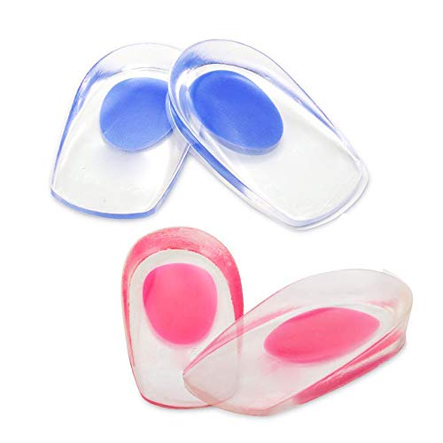 Schneespitze 2 Pares Taloneras de Silicona,Talón Amortiguación Ligera Plantillas Elevadoras de Silicona,Taloneras de Gel de Talón,Plantillas de Gel,Azul/Rosa