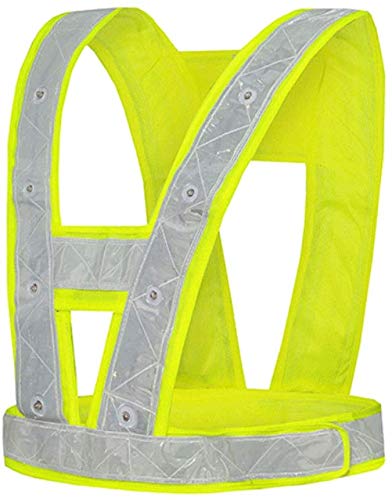 SCRT Luz LED hasta Seguridad Chalecos de Seguridad Reflectante Rayas Chaleco de Seguridad del Tráfico en la Noche Advertencia LED Ropa Chaleco de Seguridad (Color : Battery Model, Size : 36 * 51cm)