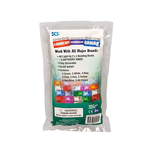 SCS Direct Vueltas de ladrillo con/Parada y Luces Multicolores Dim Capacidad 40 Piezas apretadas Calza con Las Principales Marcas