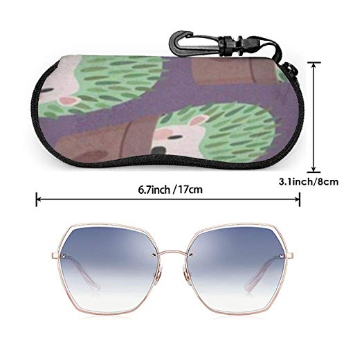 SDFGJ Estuche para gafas suave con mosquetón, Estuche portátil para gafas de sol Color cactus erizo
