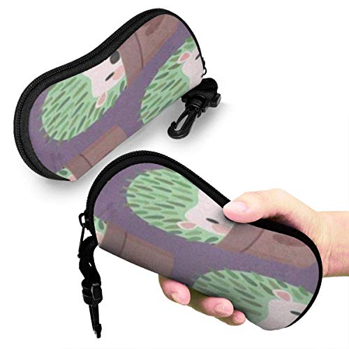 SDFGJ Estuche para gafas suave con mosquetón, Estuche portátil para gafas de sol Color cactus erizo