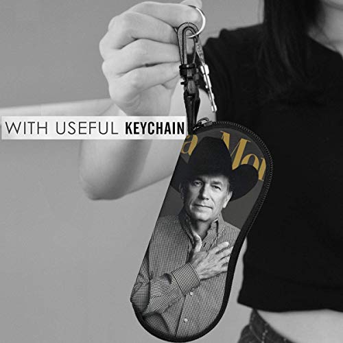 SDFGJ George Strait - Estuche para gafas de sol portátil, funda blanda para gafas con mosquetón