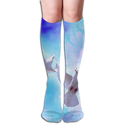 SDFGSE Women High Keen Socks Boots Crew Beautiful Dove Socks Compression Long Athletics Stockings For Men Women