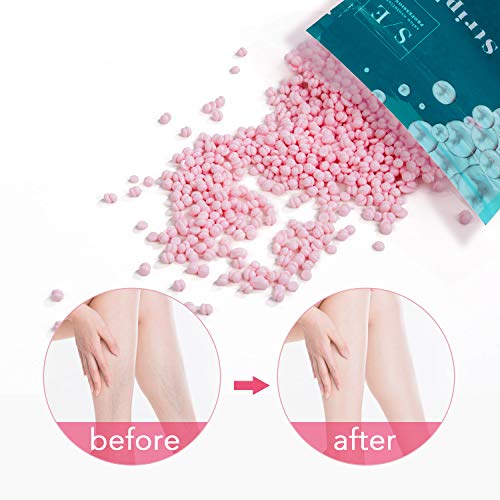 S/E Cera Depilatoria Caliente Frijoles de Cera Wax Profesional Para Hombre y Mujere para Leliminación Del Vello - Cara, Bikini, Piernas, Nariz (Jojoba & Fresa, 500gx2, 110 piezas espátula)