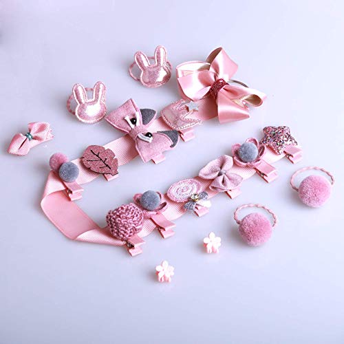 Seatecks 18 Piezas Clips de Pelo Pinzas Bebe Niña Set de Pinza de Pelo Chicas Accesorios Para el Cabello Flor Arco Barrettes Horquillas Lindo-Rosa