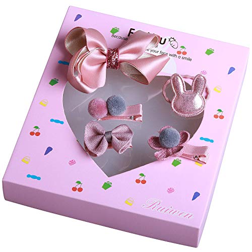 Seatecks 18 Piezas Clips de Pelo Pinzas Bebe Niña Set de Pinza de Pelo Chicas Accesorios Para el Cabello Flor Arco Barrettes Horquillas Lindo-Rosa