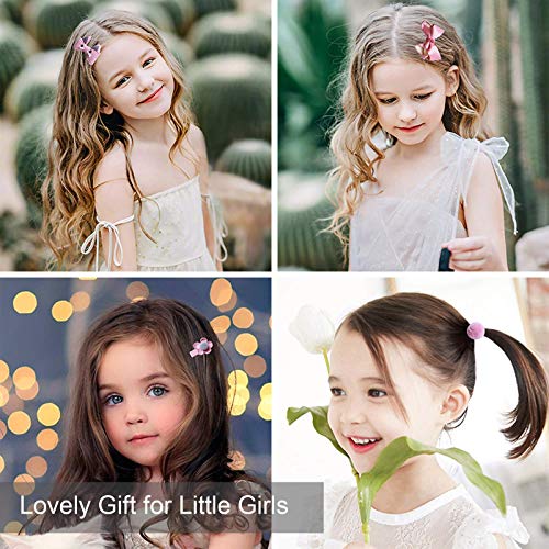 Seatecks 18 Piezas Clips de Pelo Pinzas Bebe Niña Set de Pinza de Pelo Chicas Accesorios Para el Cabello Flor Arco Barrettes Horquillas Lindo-Rosa